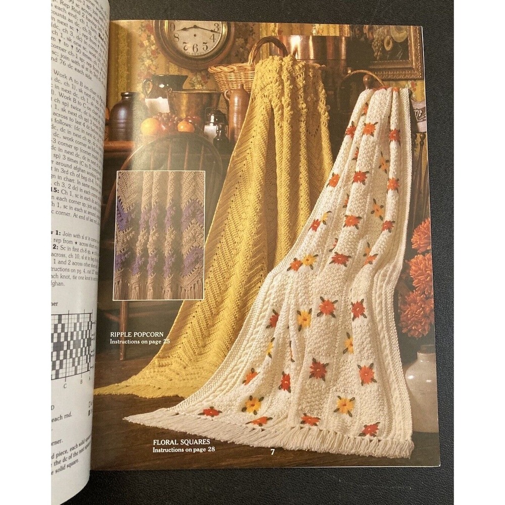 Crochet Afghan Pattern Book Ripple Patchwork Star Floral Blanket Knit Designs - Picture 3 of 6